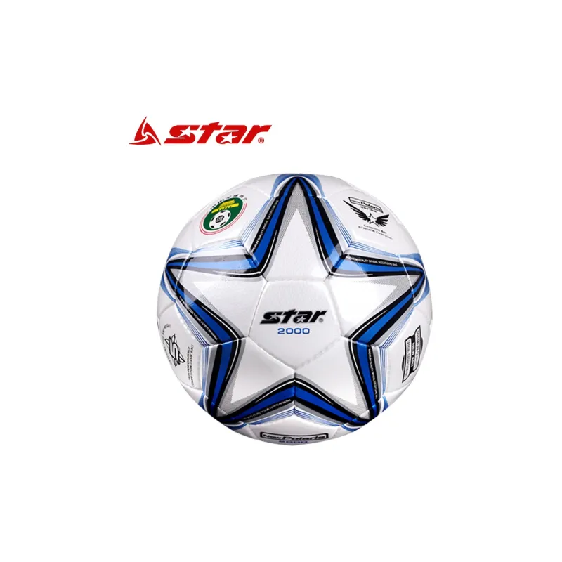 Star Size 5 Soccer PU Hand Stitched Soccer Ball Unisex Silver Blue-10