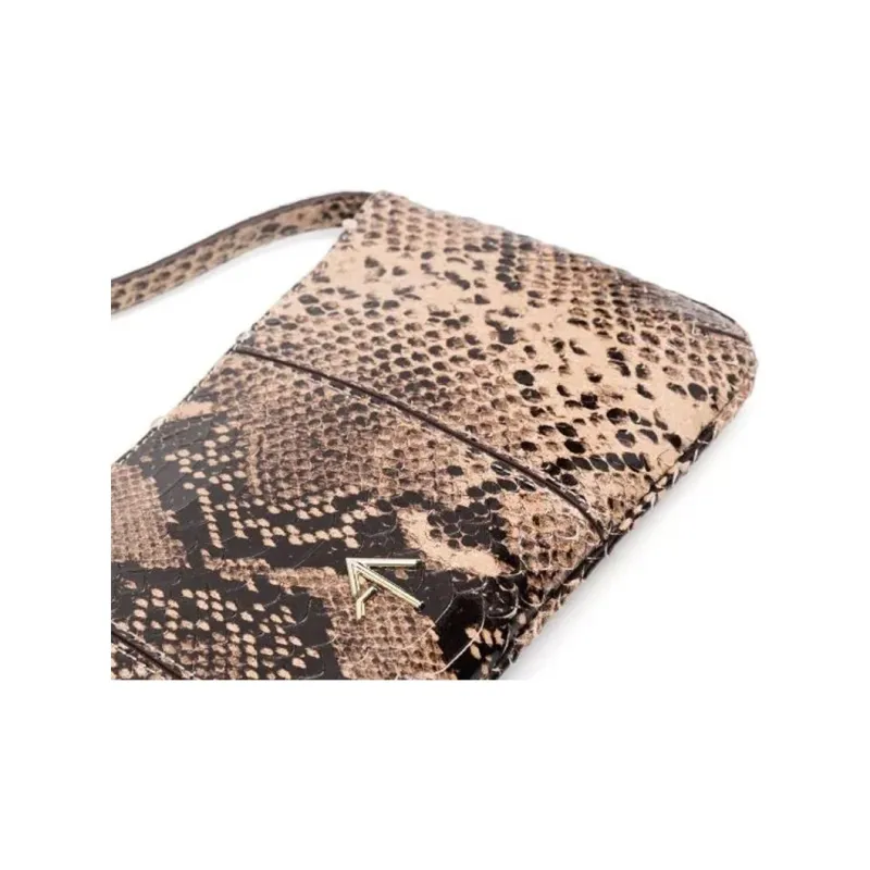 Manu Atelier PITA Series Snake Skin Arrow Bag One Shoulder Handbag Mini Women's Brown-2
