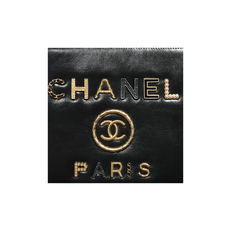 CHANEL Calfskin With Crystal Pearl With Water Crystal With Enamel Clutch Women's Black-4