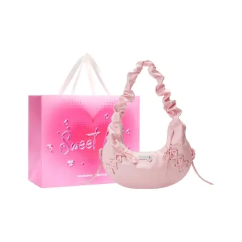 ONE TIME Synthetic Leather New Moon Crossbody Bag, Shoulder Bag Women's Orchid Powder
