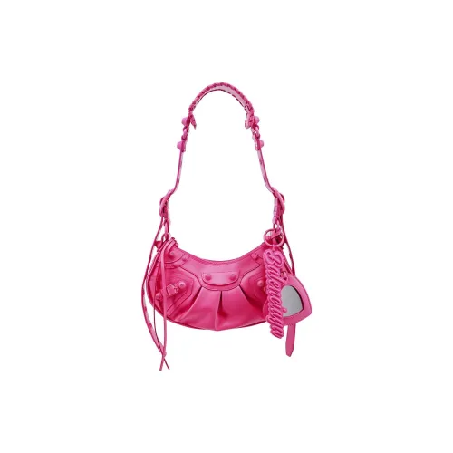 Balenciaga Le Cagole Leather Handbag, Shoulder Bag Women's Fuchsia