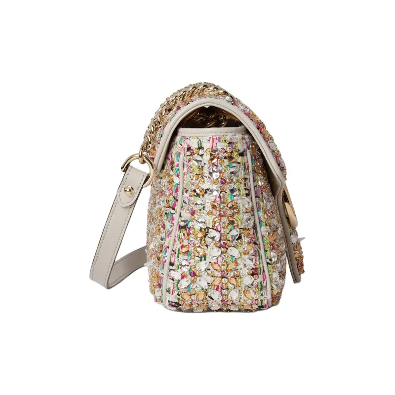 GUCCI GG Marmont Tweed Crossbody Bag, Shoulder Bag Trumpets Women's Multicolor-3