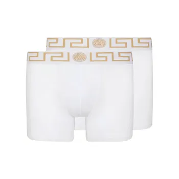 VERSACE Greca Border Long Trunks 2 Pack 'White/Gold'