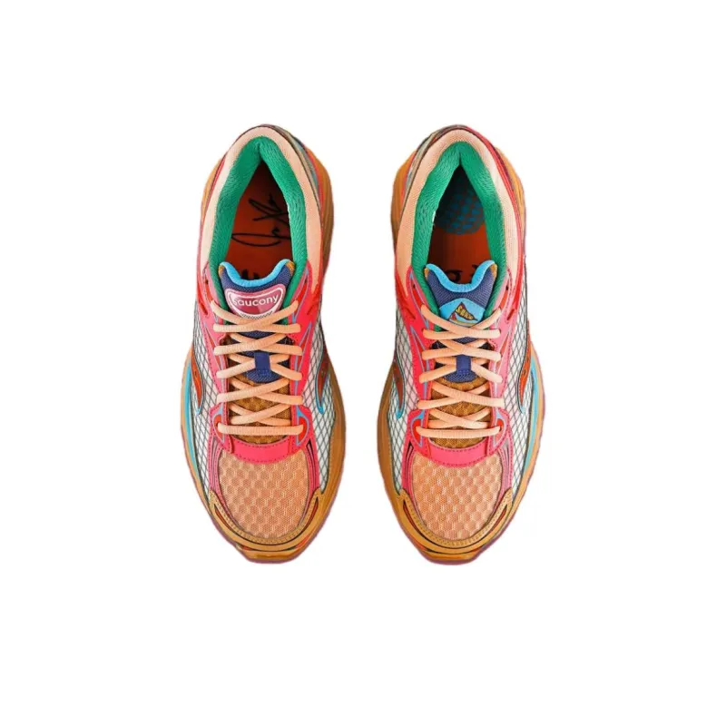 Jae Tips x Saucony Pro Grid Omni 9 Anti Slip Wear Resistant Low Top Casual Running Shoes Unisex Pink Blue-3