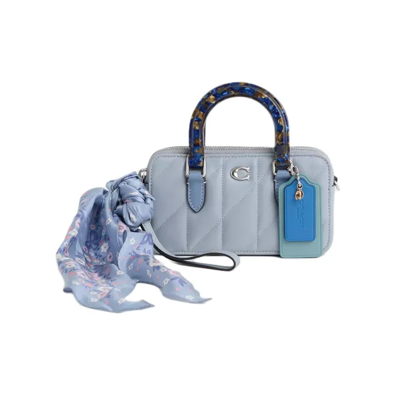 COACH Kira Nappa Leather Pillow Bag Shoulder Bag Crossbody Bag Handbag Small Size Women's Blue-0