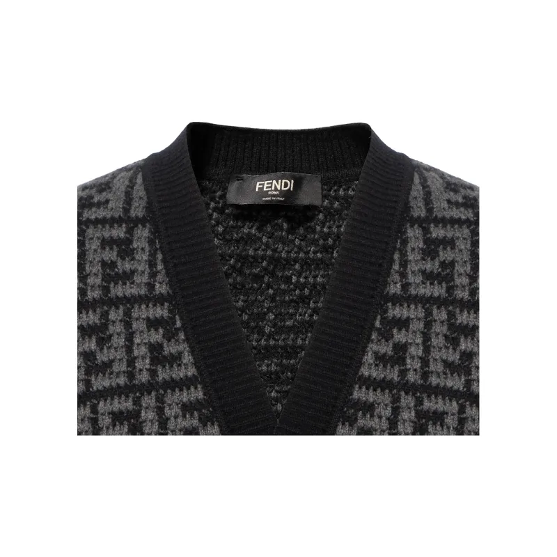 FENDI Monogrammed Button Up Cardigan-6