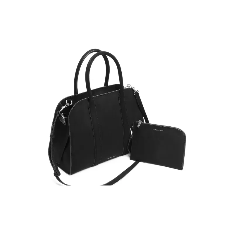 CHARLES&KEITH Fabric Shoulder Bag Tubas Women's Brown/Black-8