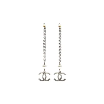 CHANEL 2021 Cc Rhinestone Earrings