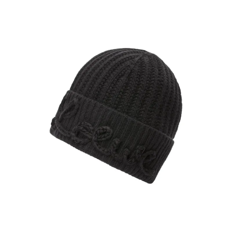 LOEWE Logo Embroidered Turn Up Hem Beanie-2