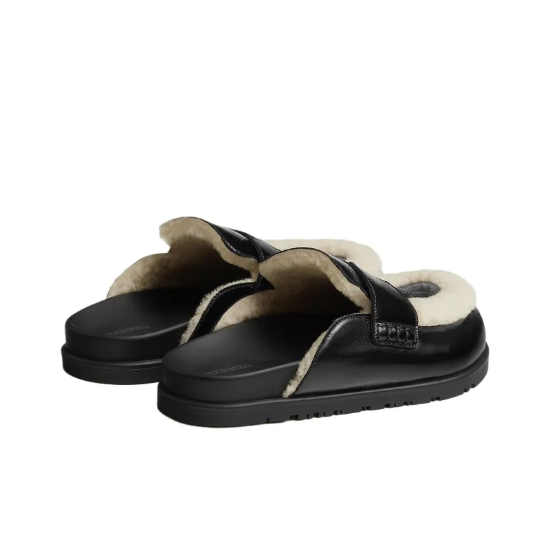HERMES Go Closed Toe Slippers Women's Black-3