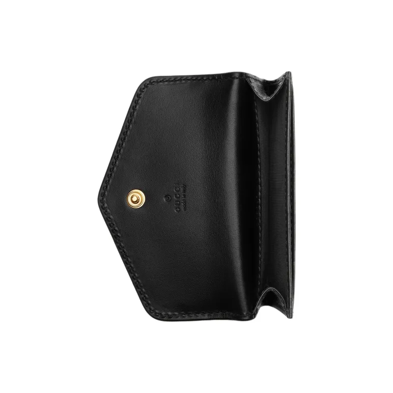 GUCCI Leather Card Holder Women's Black-2
