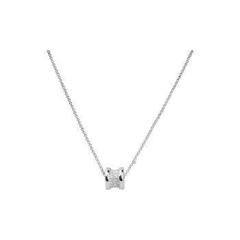 BVLGARI B.Zero1 Series Rhinestone Embellished White Gold Necklaces Unisex White Gold