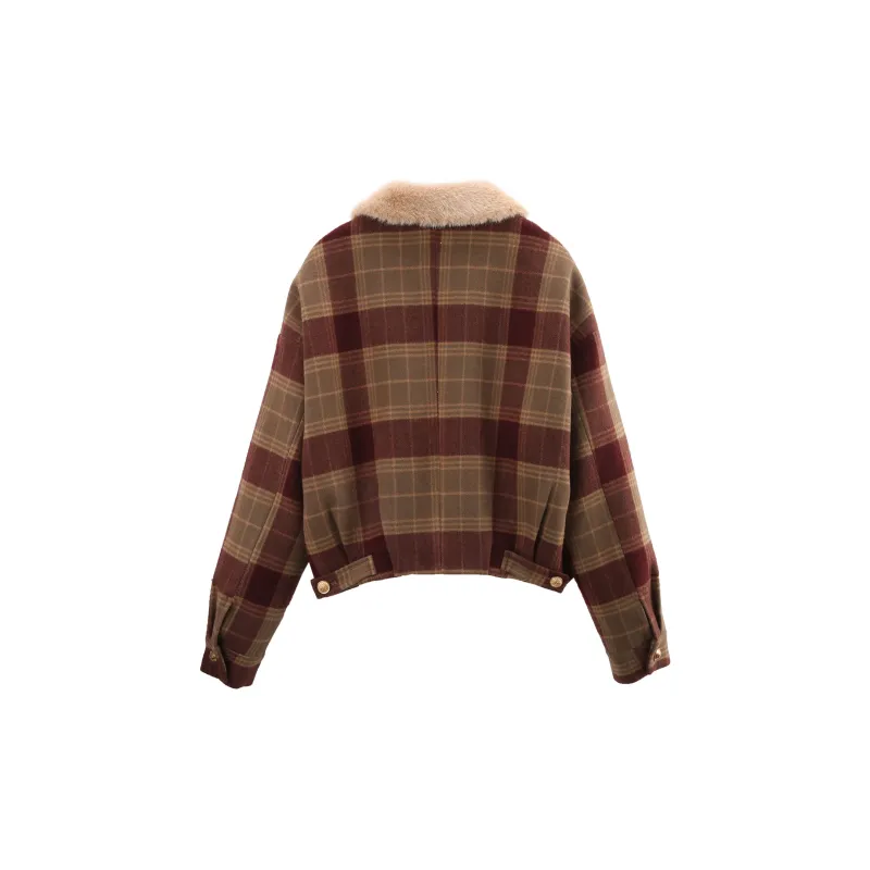 A Paradise For Awakening Coats Women's Red Plaid-1