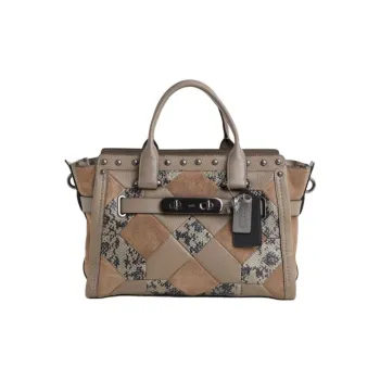 COACH Swagger Leather One Shoulder Handbags Large Size Women's Deep Gunmetal