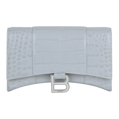 Balenciaga Hourglass Cow Leather Shoulder Bag Crossbody Bag Chain Wallet Women's Light Blue