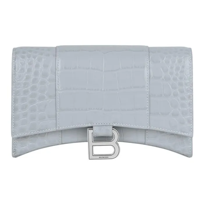 Balenciaga Hourglass Cow Leather Shoulder Bag Crossbody Bag Chain Wallet Women's Light Blue-0