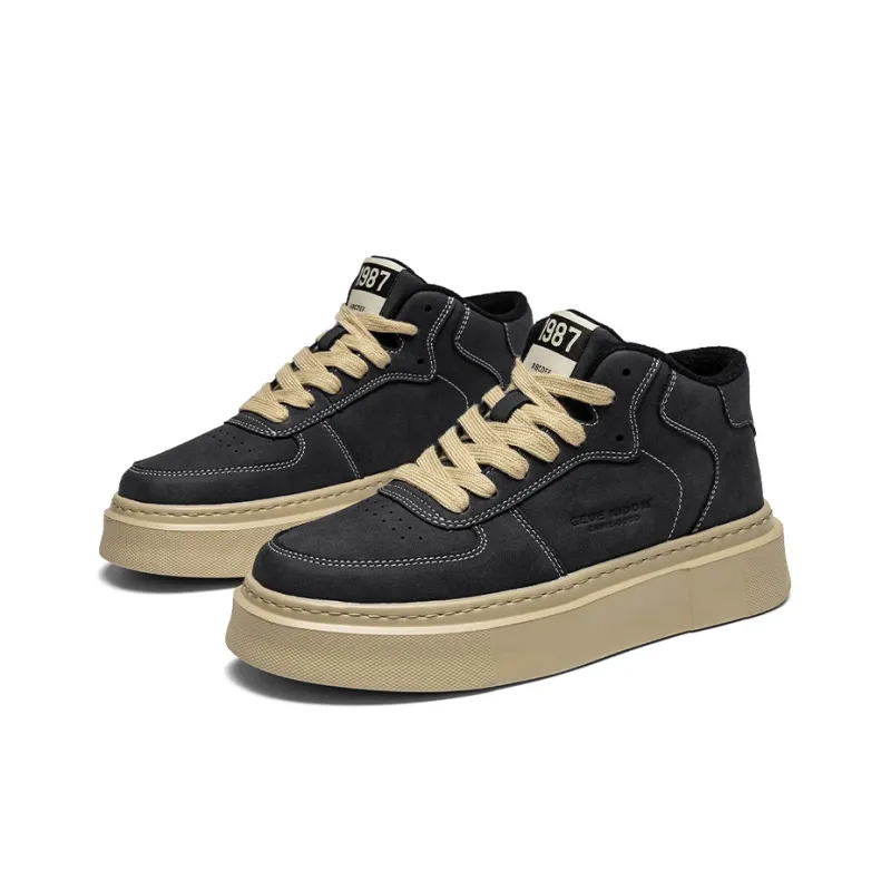 OFFER-AITR Slip-Resistant Breathable Height Increasing Mid-Top Skateboard Shoes Men's-2