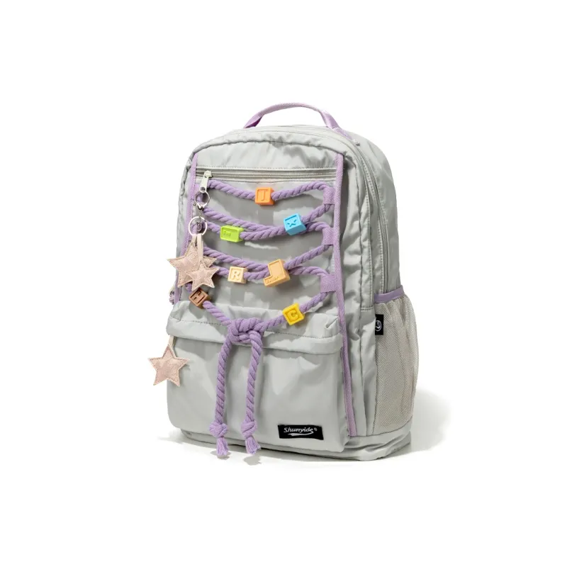 SHUNYIDE Nylon Travel Backpack Medium Size Unisex Silver Gray Purple-1