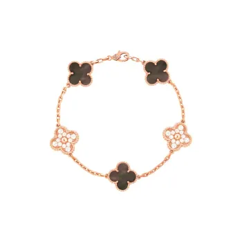 Van Cleef & Arpels Alhambra Four Leaf Lucky Series 18K Rose Gold Bracelets Women's Gray