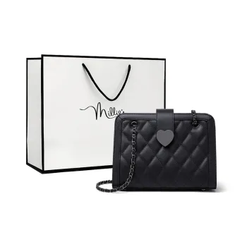 MILLIE'S Cow Leather Small Square Bag Shoulder Bag Crossbody Bag Regular Women's Black