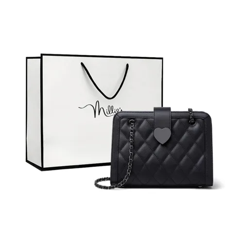 MILLIE'S Cow Leather Small Square Bag Shoulder Bag Crossbody Bag Regular Women's Black