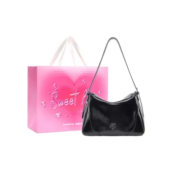 ONE TIME Synthetic Leather Hobo Bag, Goddess Bag, Tote Bag, Shopping Bag, Shoulder Bag Women's Black/Metallic Silver