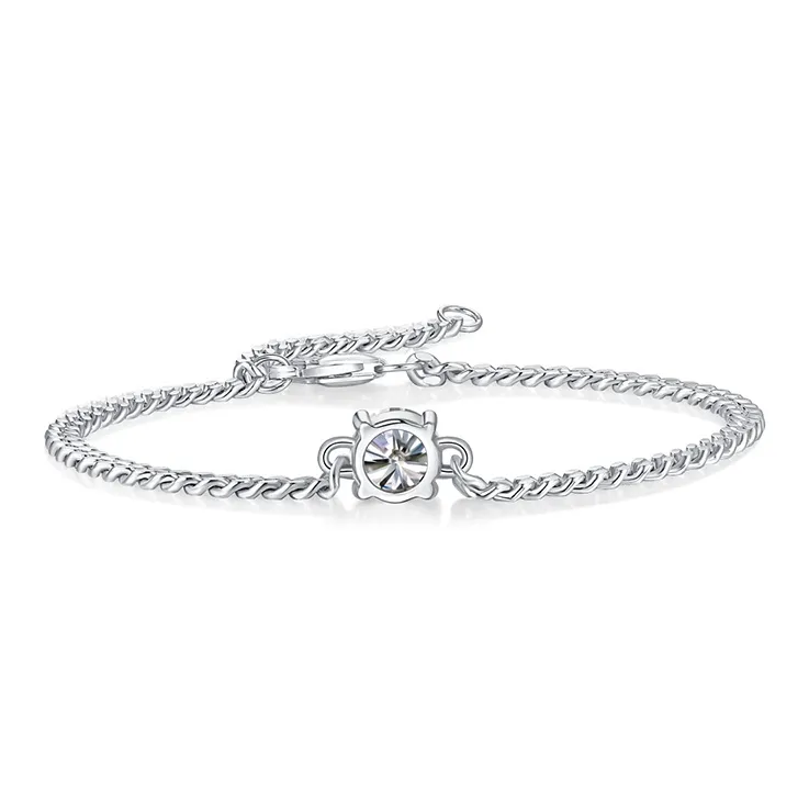 WUMZK 925 Silver Mohsunnite Bracelets Women's-6