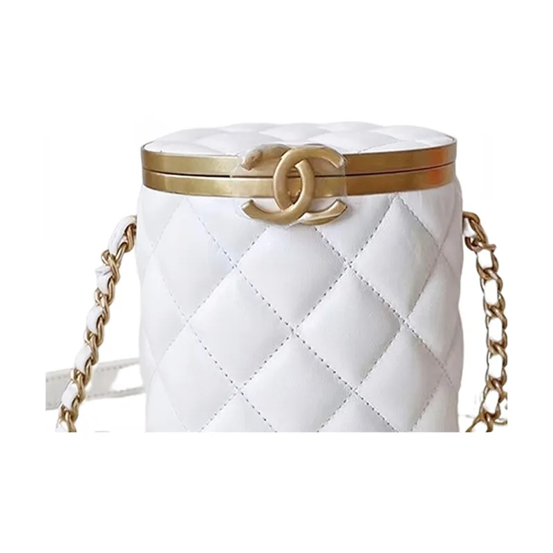 CHANEL Sheepskin Bucket Bag, Shoulder Bag, Crossbody Bag Women's White-1