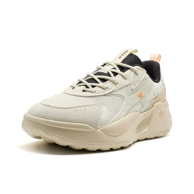 XTEP Star Meteorite Lite Anti-Slip Wear-Resistant Low-Top Chunky Sneakers Men's Milk Tea White-2