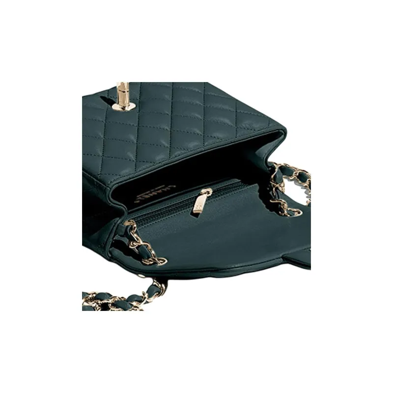 CHANEL Lambskin Shoulder Bag Women's Dark Green-4