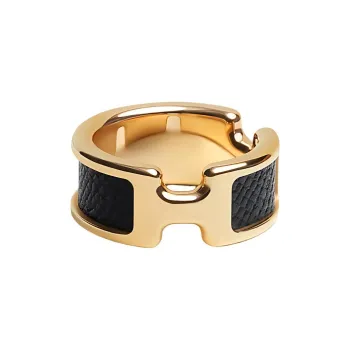 HERMES Gold Plated Rings Unisex Black