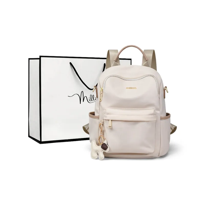 MILLIE'S Fabric Backpack Travel Bag Regular Women's Ecru-0