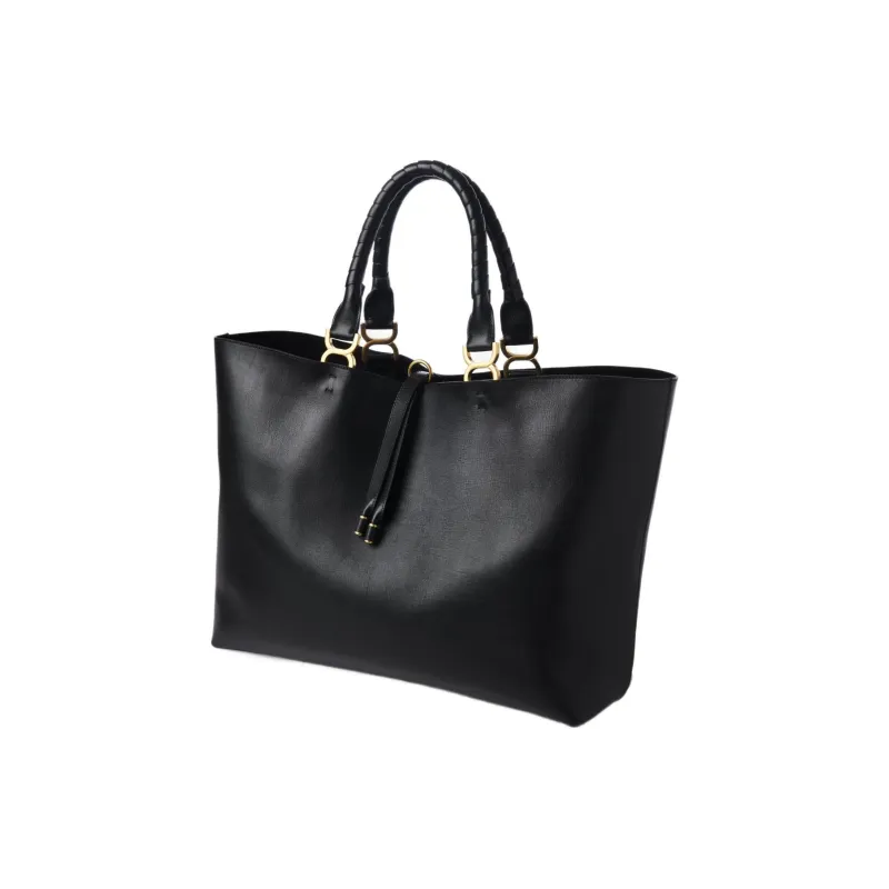 Chloe Marcie Grained Calfskin Tote Bag Shopping Bag Shoulder Bag Handbag Women's Black-1