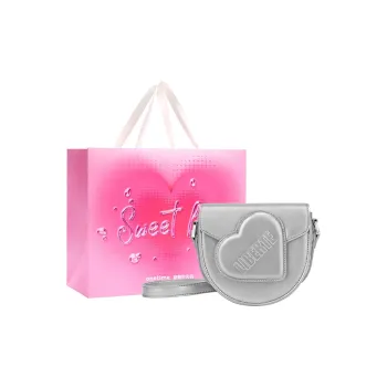 ONE TIME PU Sweetheart Saddle Bag Commute Shoulder Bag Crossbody Bag Small Size Women's Silver