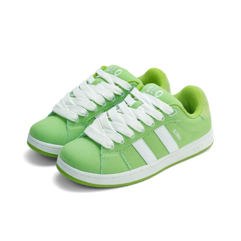 GLO BULL Skateboard Shoes Unisex Low Top Washed White Light Green-2