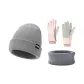 Gray Hats & Caps+Pink Gloves+Gray Scarf