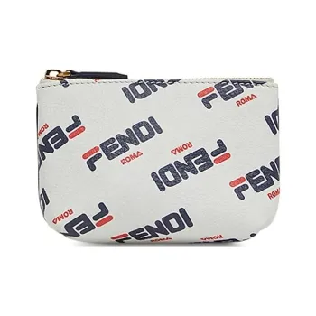 FENDI FILA Collaboration Calfskin Clutch Unisex White/Blue/Red