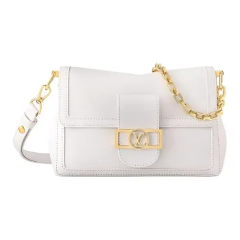 LOUIS VUITTON Dauphine Leather Shoulder Bag Crossbody Bag Medium Size Women's White