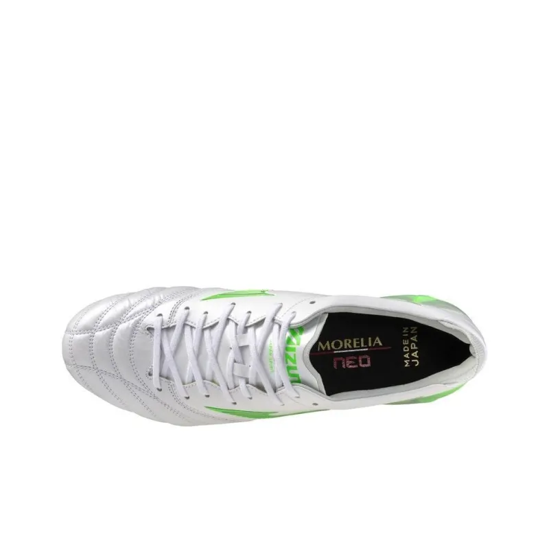 Mizuno Morelia Neo 4 Anti Slip Wear Resistant Soccer Shoes Unisex White Green-2