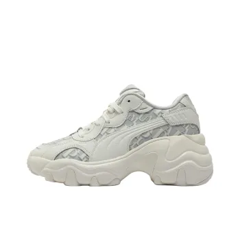PUMA Pulsar Wedge Wear resistant And Lightweight Low Top Chunky Sneakers Women's White Gray Silver