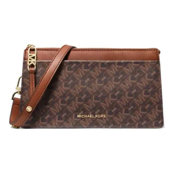 MICHAEL KORS Canvas Blended With Polyester Crossbody Bag Shoulder Bag Small Size Women's Dark Brown