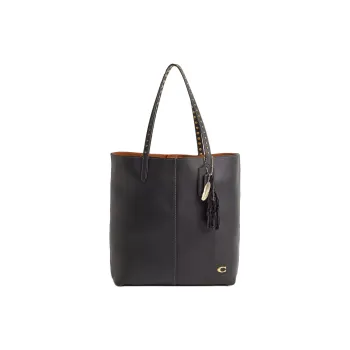 COACH Double-Sided Grained Leather Tote Bag Shopping Bag Shoulder Bags Large Size Women's Black