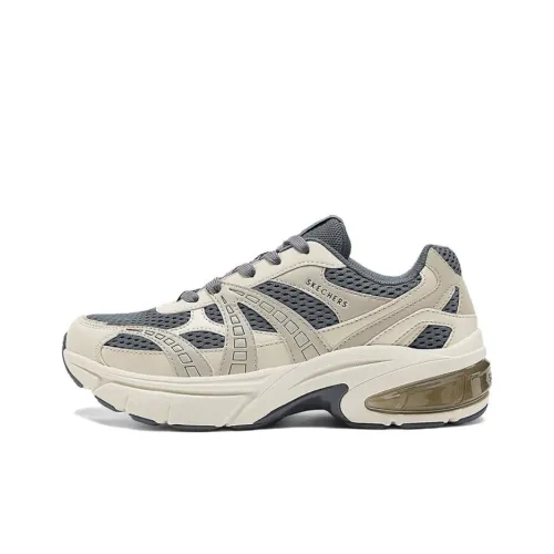 Skechers Anti mermaid And Wear Resistant Breathable Low Top Casual Running Shoes Men's Beige Gray