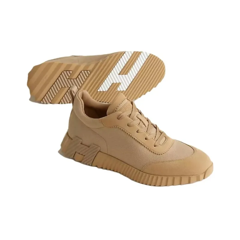 HERMES Bouncing Low Top Casual Shoes Men's Beige-3