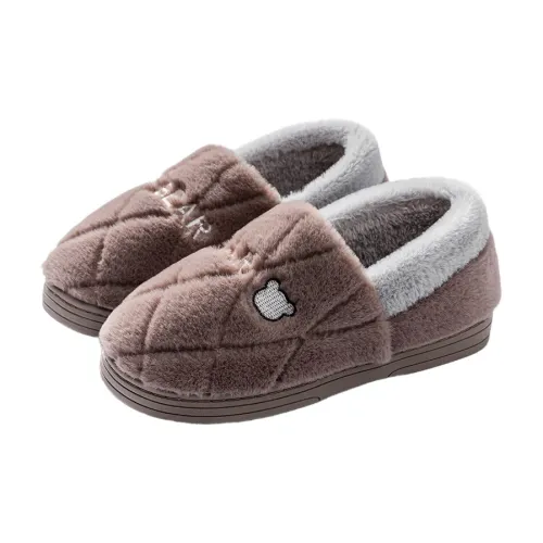 Foot Recreation Winter Solid Color Bear Comfortable Slip on Warm Suede Cotton Slippers Men's