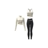 [Three-Piece Set]Ivory White Top+Starburst Black Ankle-Length Pants