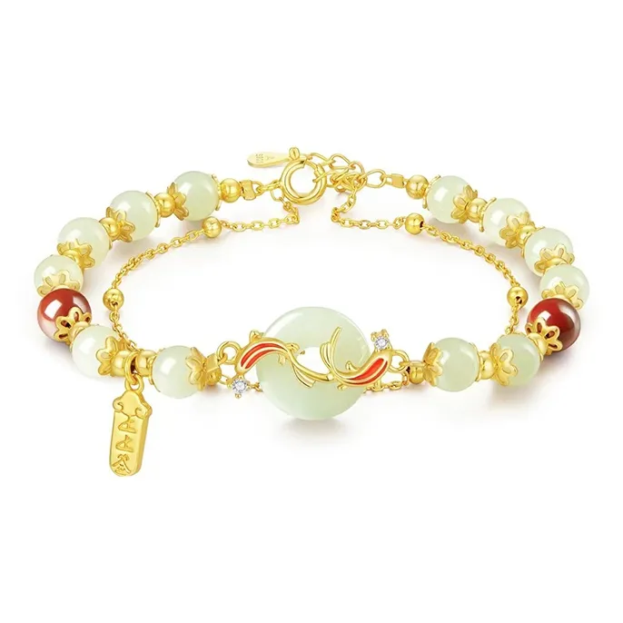 Yagu Hetian Jade Bracelets Pale Greenish White Jade Unisex-0
