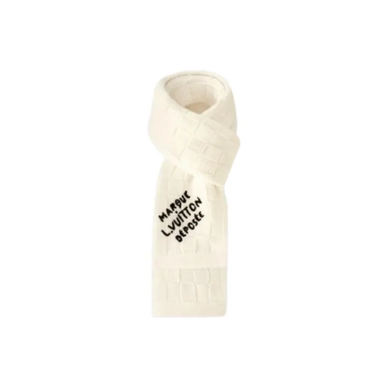 LOUIS VUITTON Wool Knit Scarves Men's White-1