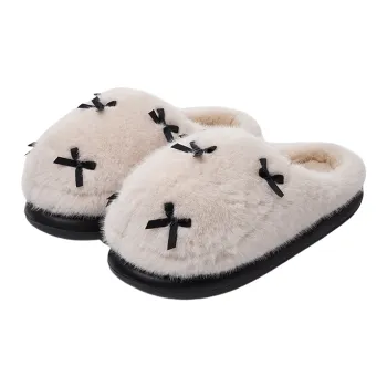 JINGEYU Small Butterfly Fleece Lined Squashy And Bouncy Cotton Slippers For Winter Indoor Home Wear Women's