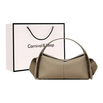 Carnival Keep Top Grain Cow Leather Shoulder Bags Handbags Regular Women's Apricot/Black